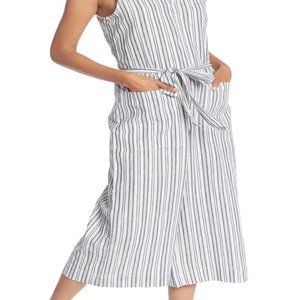 Beachlunchlounge linen striped v-neck jumpsuit